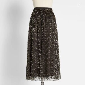 ModCloth Anthropologie Speckled In Gold Midi Skirt Size 0 NWT